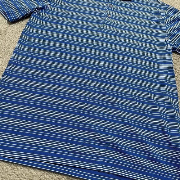Nike Golf Dri-Fit Blue White Striped Blend Golf Polo Shirt Mens Size Medium - Picture 2 of 7